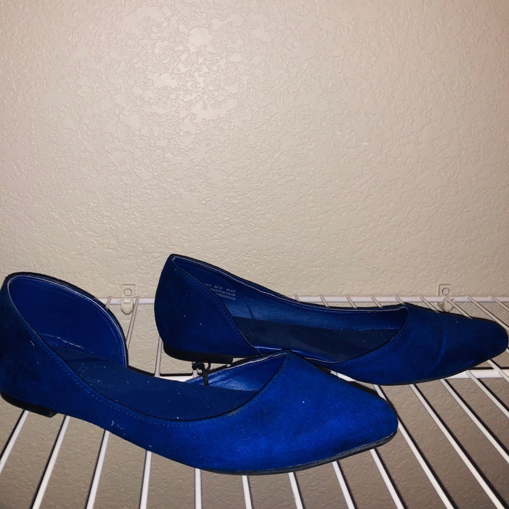 Blue suede flats